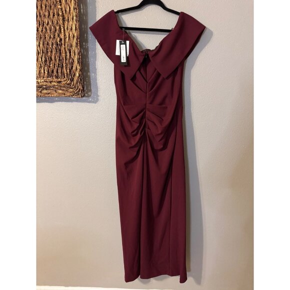 Xscape Formal Long Dress 14W Burdundy Party Gala Cruise Wedding Washable NEW - Picture 11 of 15